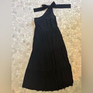 Anthropologie Black One-Shoulder Dress